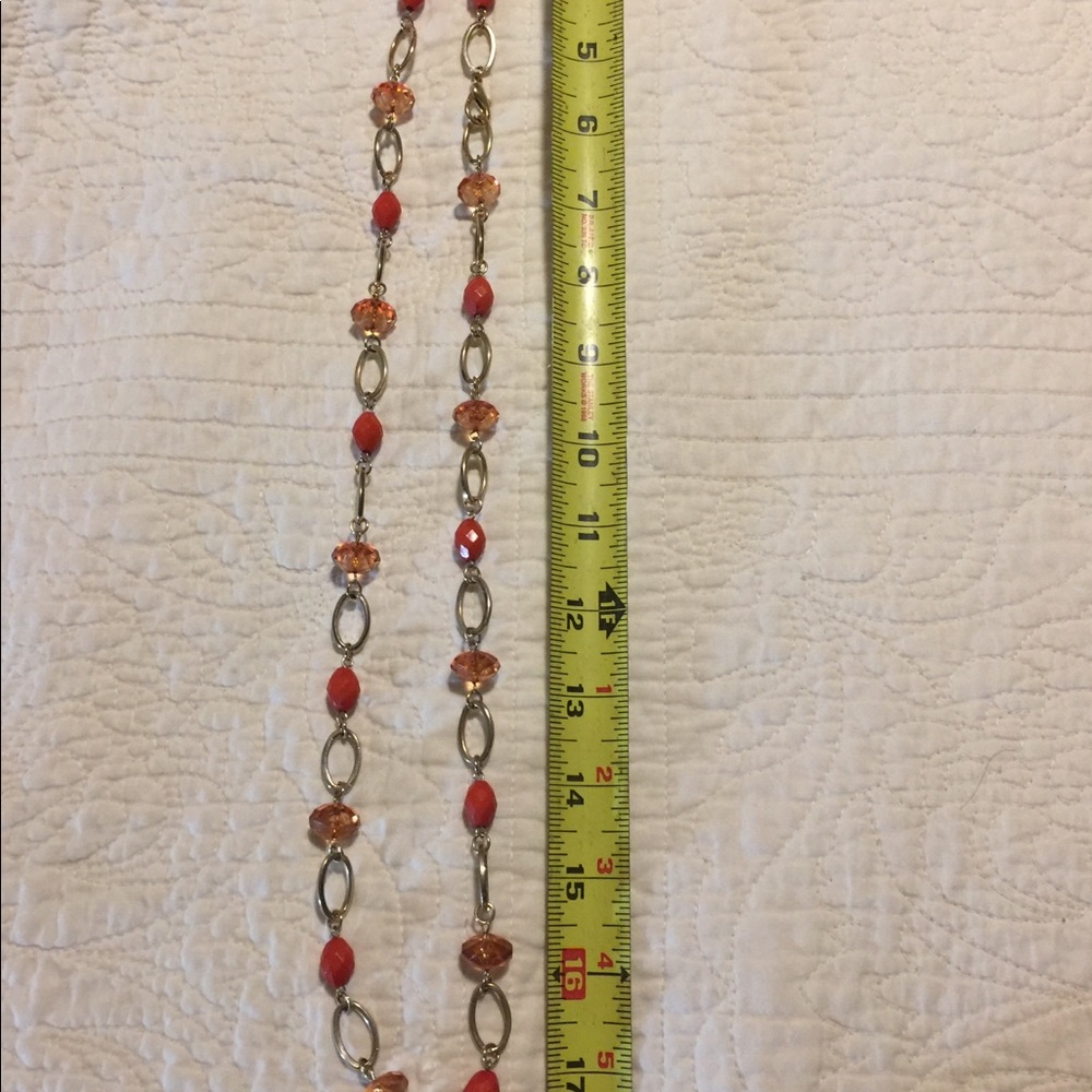 Vintage gold tone with orange beads necklace